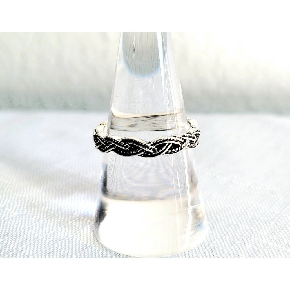 Vintage Silver Braided Ring W Dots Size 8 Women's Jewelry